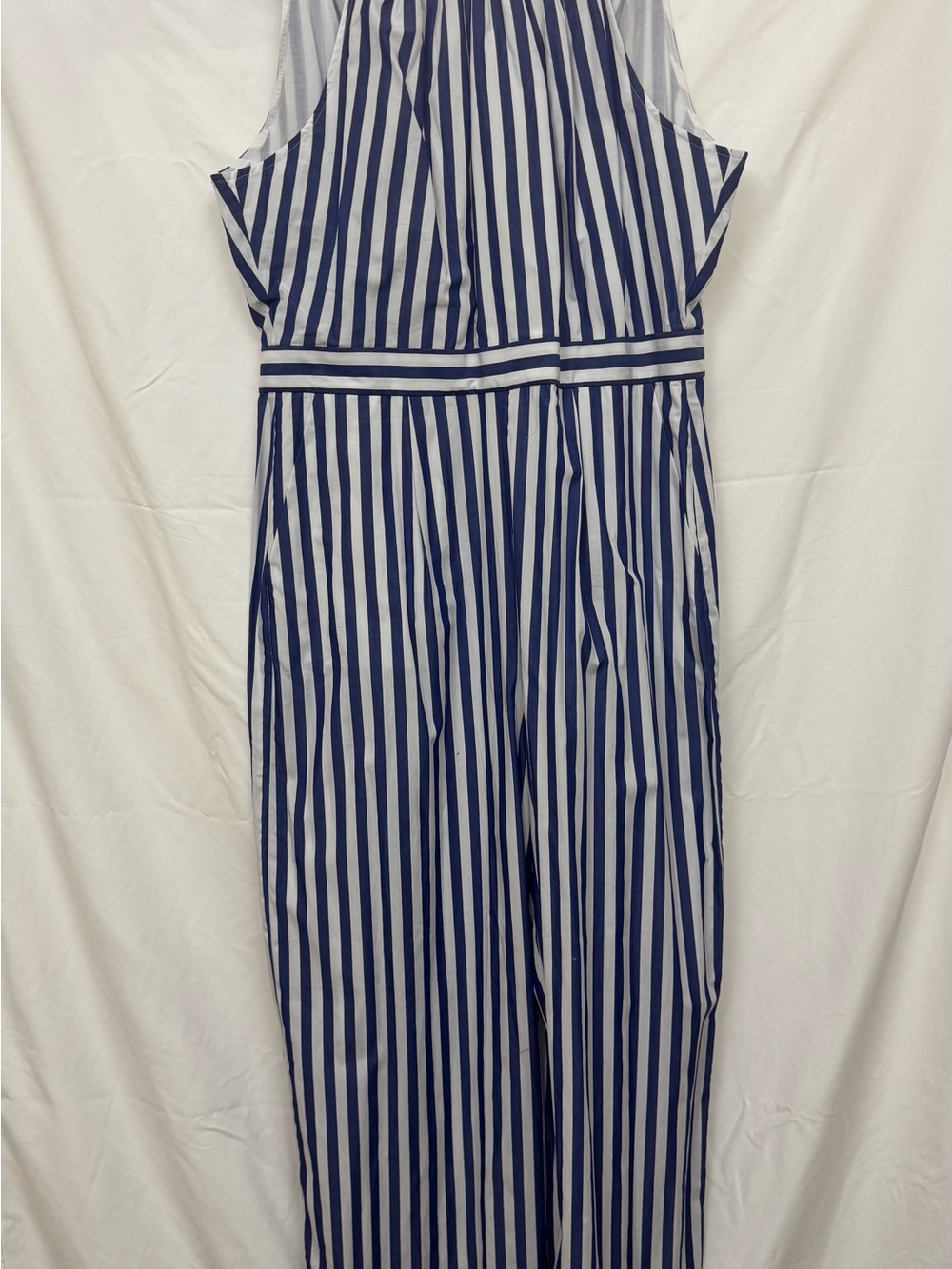 J. CREW Navy and White Striped Halter Jumpsuit